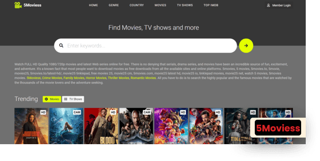 5Movies homepage