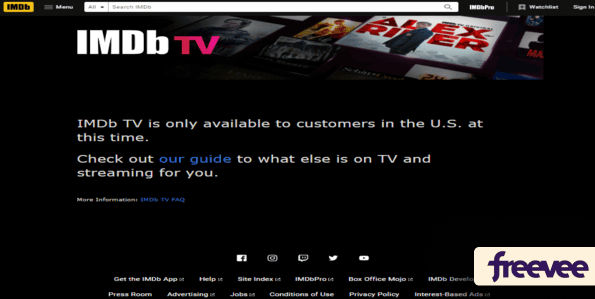 IMDb TV homepage