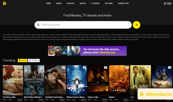 HiMovies homepage