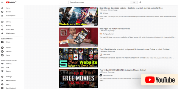 YouTube homepage
