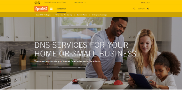 OpenDNS homepage