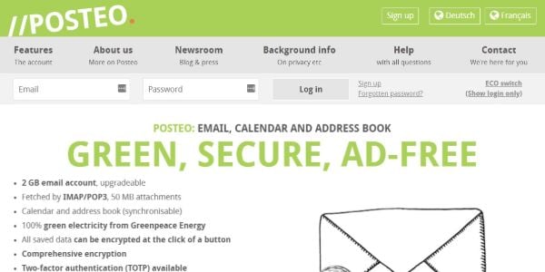 Posteo homepage