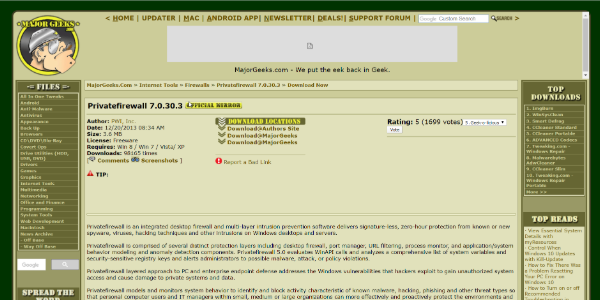 PrivateFirewall homepage