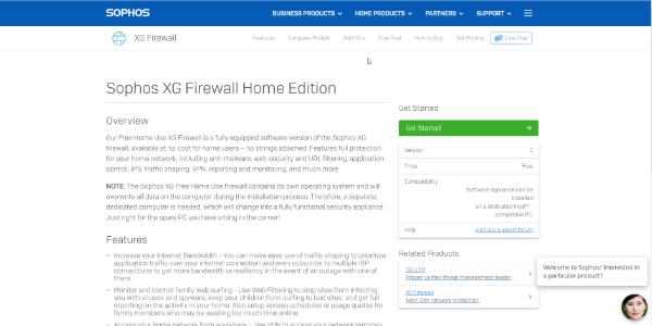 Sophos XG Firewall homepage