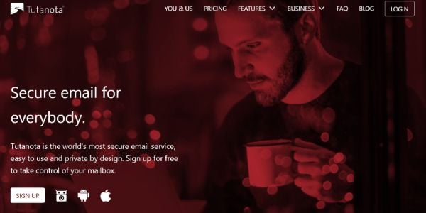 Tutanota homepage