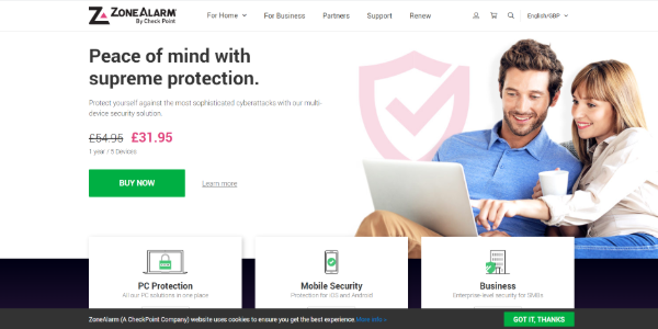 ZoneAlarm homepage