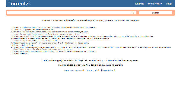 Torrentz2 homepage