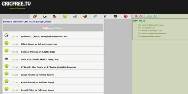 Cricfree homepage