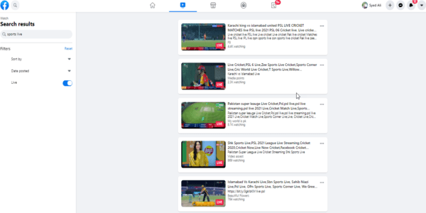 FaceBook Watch homepage