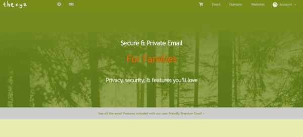 TheXyz Mail homepage