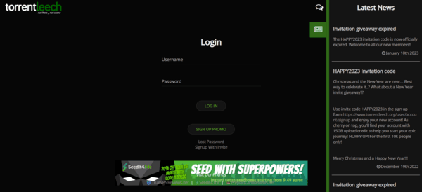 TorrentLeech homepage