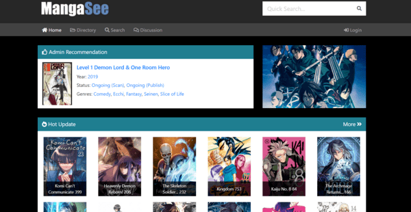 MangaSee homepage