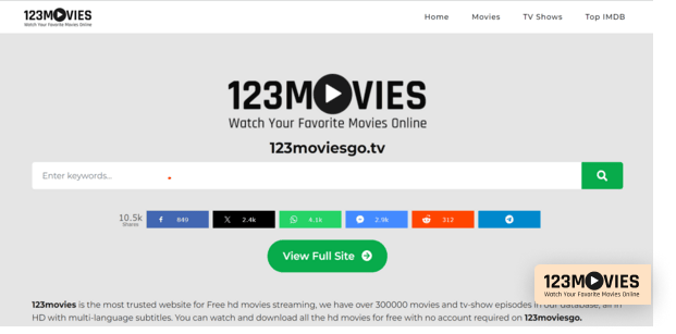 123Movies homepage