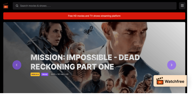 WatchFree homepage